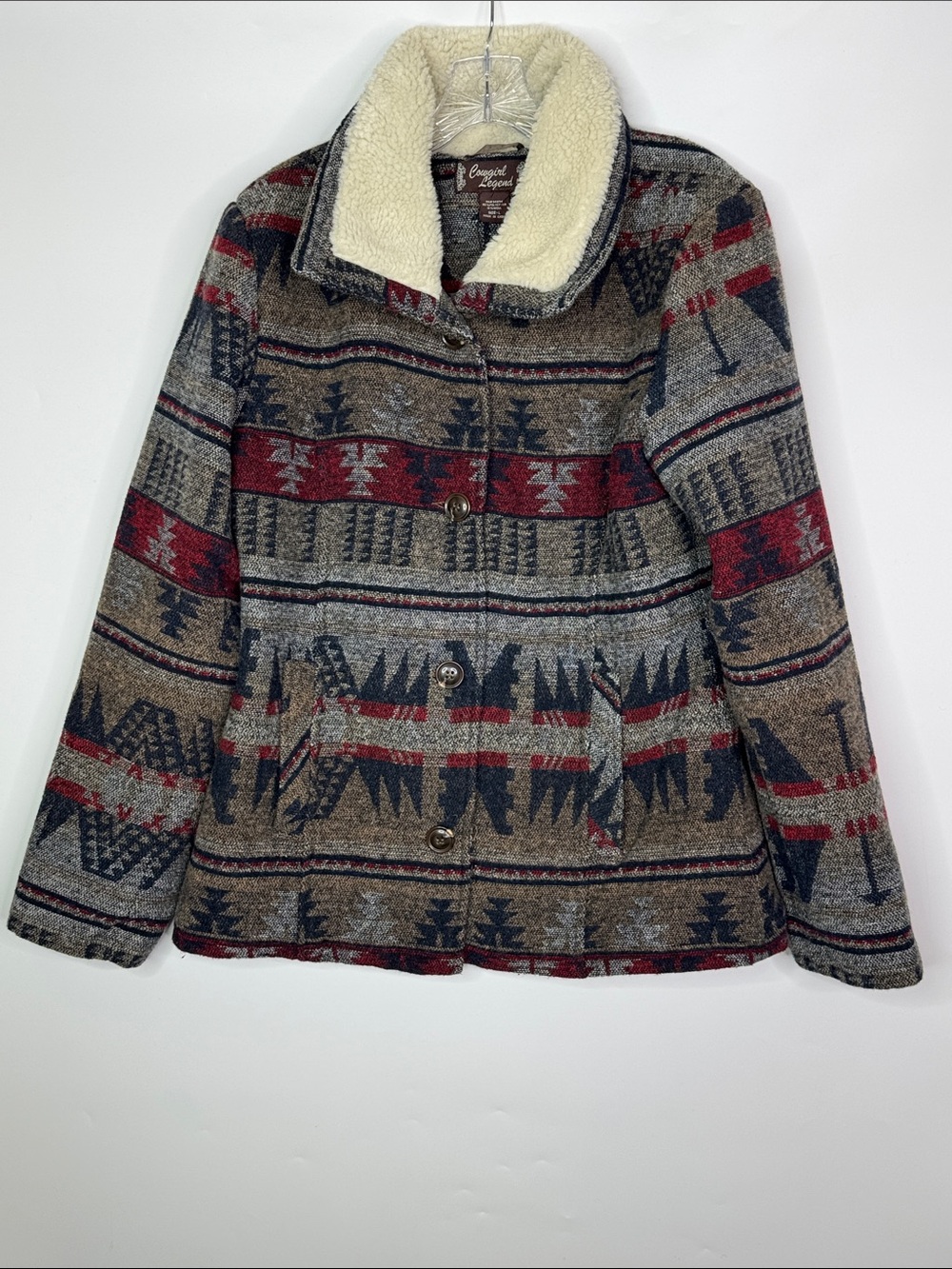Cowgirl Legend Southwestern Button Sherpa Collar Jacket Size Large